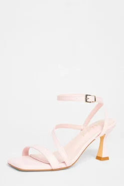 Quiz Wide Fit Asymmetric Strap Heels Pink Outlet