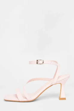 Quiz Wide Fit Asymmetric Strap Heels Pink Outlet