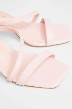 Quiz Wide Fit Asymmetric Strap Heels Pink Outlet