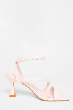 Quiz Wide Fit Asymmetric Strap Heels Pink Outlet