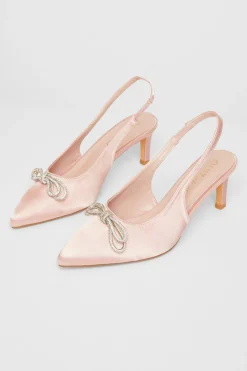 Quiz Wide Fit Sling Back Heels Pink