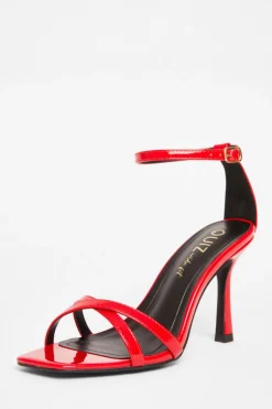 Quiz Wide Fit Barely There Heels Red Sale