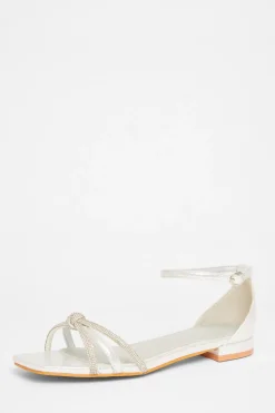 Quiz Wide Fit Knot Front Sandals Silver Online