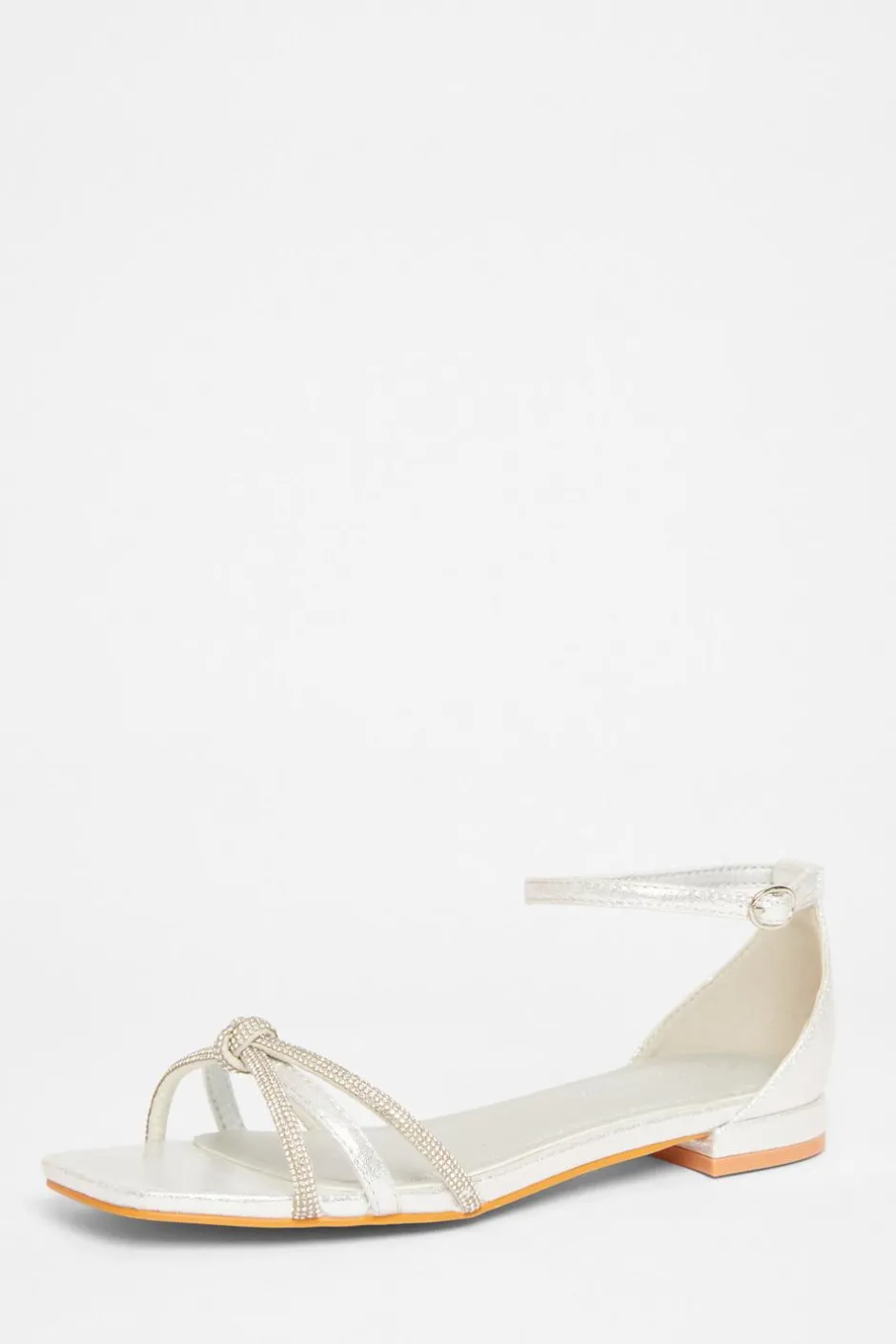 Quiz Wide Fit Knot Front Sandals Silver Online
