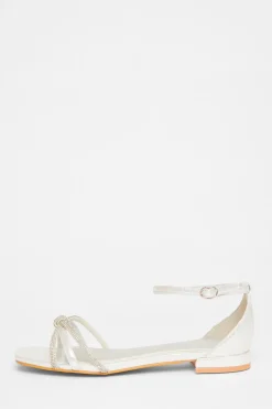 Quiz Wide Fit Knot Front Sandals Silver Online