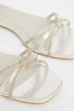 Quiz Wide Fit Knot Front Sandals Silver Online
