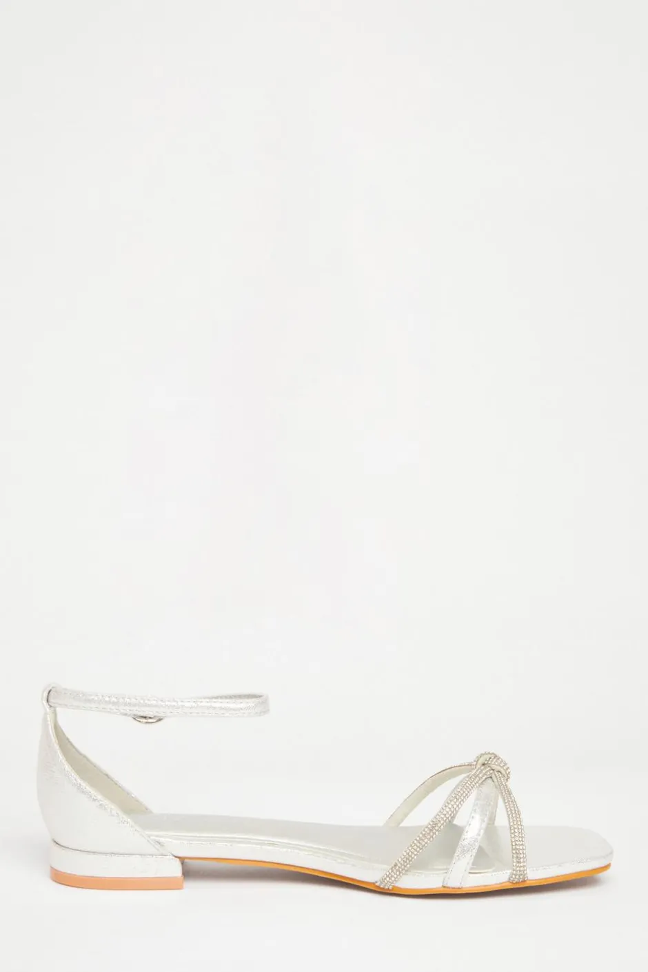 Quiz Wide Fit Knot Front Sandals Silver Online