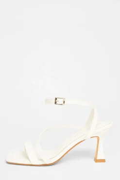 Quiz Wide Fit Asymmetric Strap Heels White Online