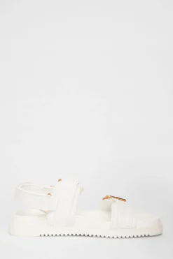 Quiz Wide Fit Double Strap Sandals White Discount