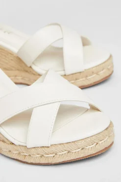 Quiz Wide Fit Faux Leather Wedges White Discount