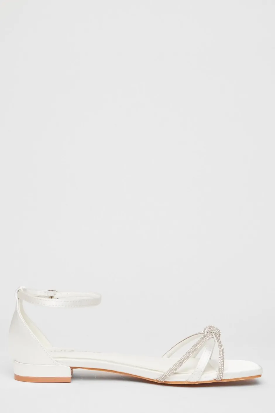 Quiz Wide Fit Knot Front Sandals White New