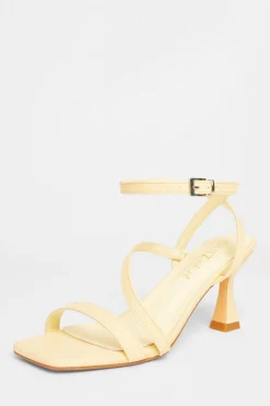 Quiz Wide Fit Asymmetric Strap Heels Yellow Hot