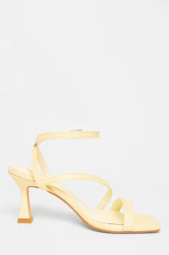Quiz Wide Fit Asymmetric Strap Heels Yellow Hot
