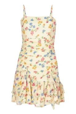 Quiz Yellow Floral Mini Dress Discount