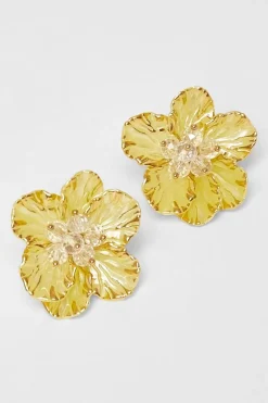 Quiz Floral Stud Earrings Yellow Best