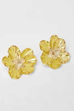 Quiz Floral Stud Earrings Yellow Best