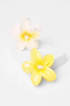 Quiz Flower Hair Claw Set Yellow New