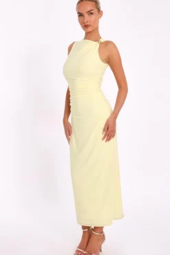 Quiz Gold Buckle Midaxi Dress Yellow Discount