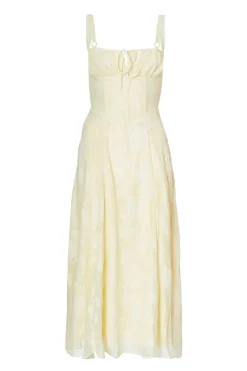 Quiz Jacquard Ruched Midaxi Dress Yellow Best