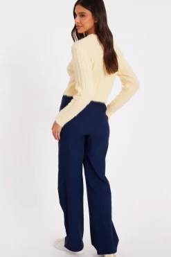Quiz Knit Cropped Jumper Yellow Sale