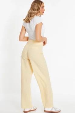 Quiz Linen Palazzo Trousers Yellow