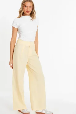 Quiz Linen Palazzo Trousers Yellow