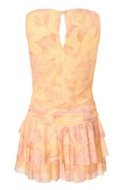 Quiz Yellow Mesh Floral Skort Playsuit Hot