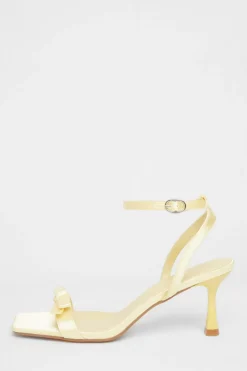 Quiz Yellow Satin Bow Heels Outlet