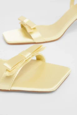 Quiz Yellow Satin Bow Heels Outlet