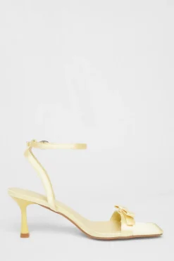 Quiz Yellow Satin Bow Heels Outlet