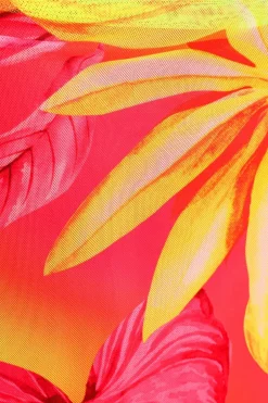 Quiz Yellow Tropical Print Mesh Maxi Skirt Best